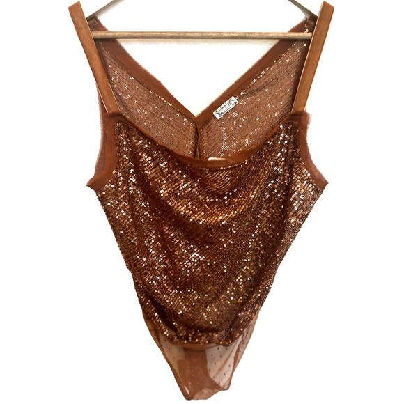Intimately Free People Velvet Sequin Bodysuit Tank Size S Festival Party Event - Picture 1 of 16